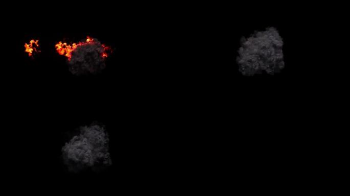 地狱在屏幕中央爆发红色火焰，黑烟上升到顶部，由阿尔法通道隔离 (透明背景) QuickTime与Pr