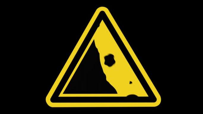 动画警告不稳定的悬崖标志