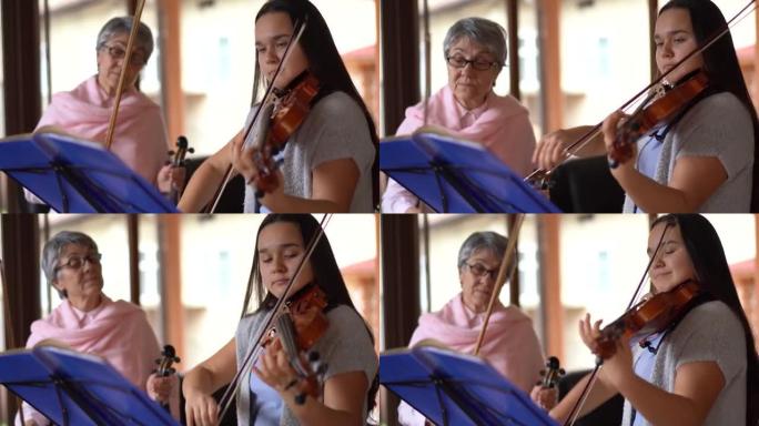 高级小提琴老师教女生拉小提琴