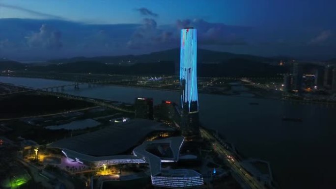 暮光之城珠海国际会展中心海湾航空全景4k中国