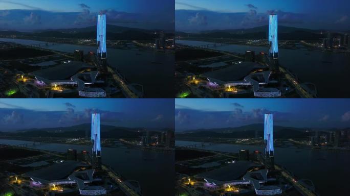 暮光之城珠海国际会展中心海湾航空全景4k中国