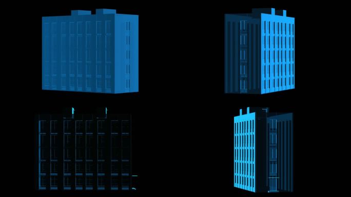 城市楼房全息蓝色科技通道素材