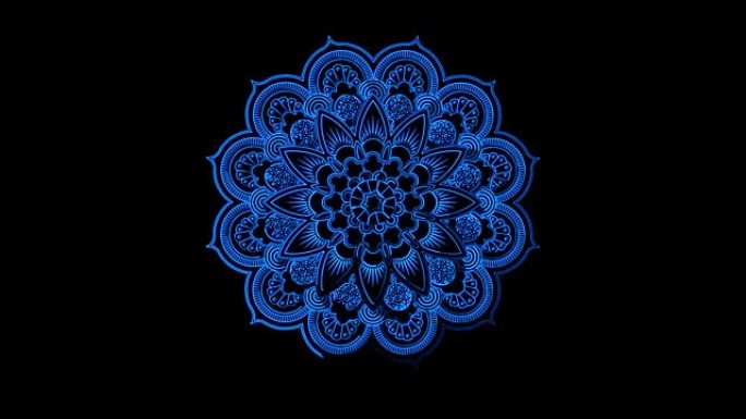 曼陀罗抽象装饰多色霓虹灯线运动。4k视频模式曼陀罗印度。