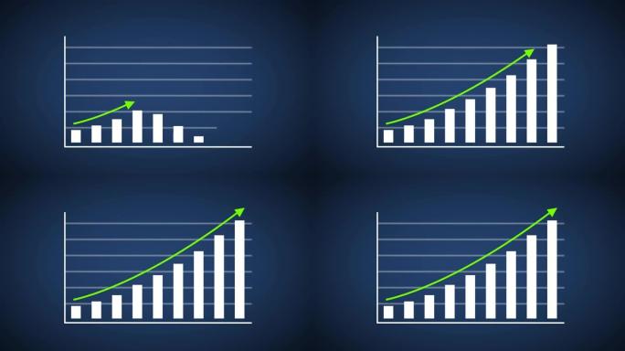 带有glow和rising arrow 4k动画的业务增长和成功演示。