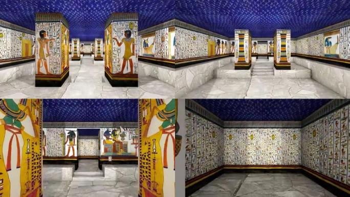 古埃及古墓的3d渲染动画。