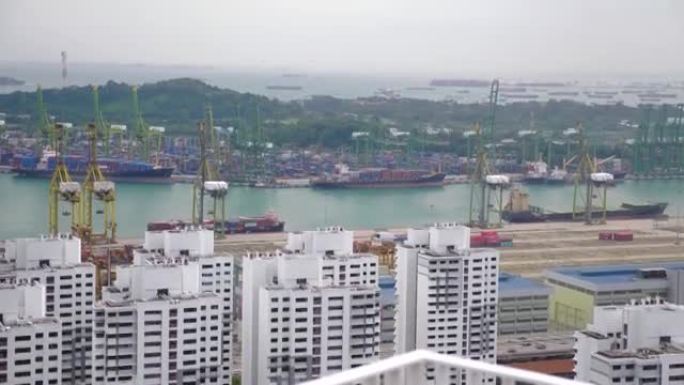 新加坡天际线景观全场全站吊车装卸运货货运
