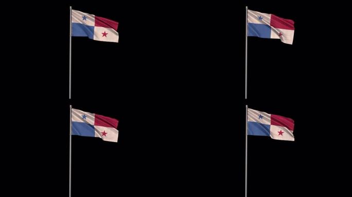 带有阿尔法频道的巴拿马旗帜，4k视频是透明的
