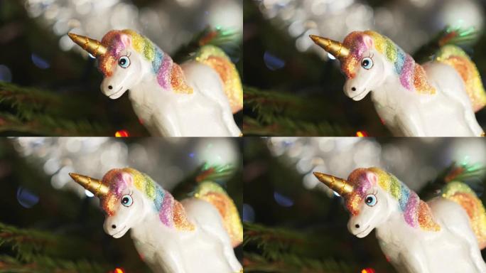 独角兽形圣诞树玻璃摆包球装饰品彩虹独角兽