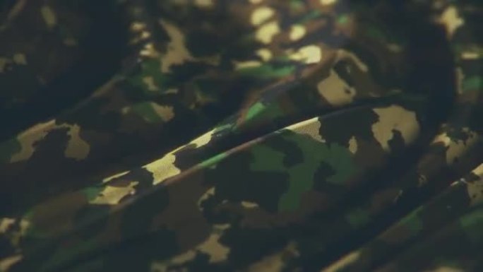 军用迷彩织物上的动画。军事背景。优雅奢华的动态风格，适用于军事和军事行动模板。