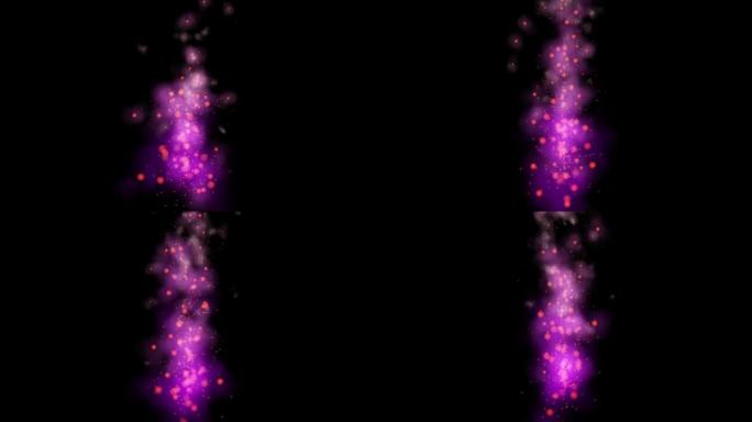 黑色背景抽象动画上的效果粉色魔法咒语粒子