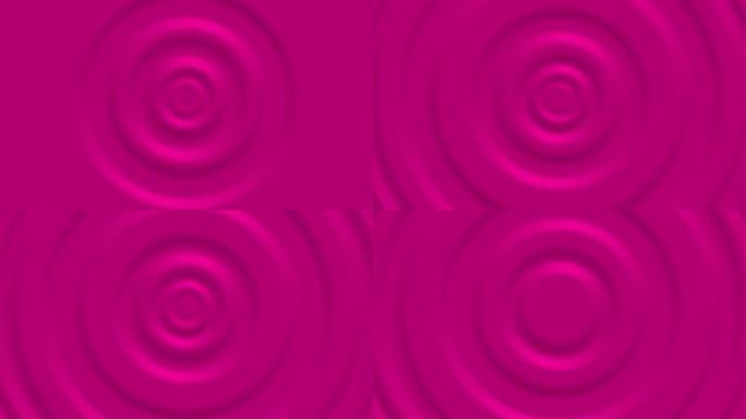液体波纹的粉红色抽象图案的3d渲染。无缝循环动画