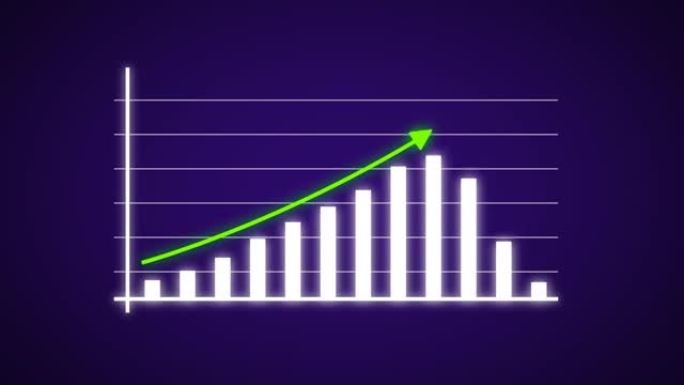 带有glow和rising arrow 4k动画的业务增长和成功信息图表。
