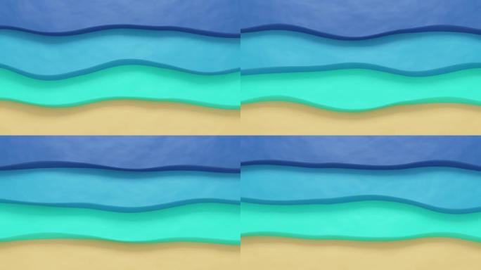 卡通海洋的彩色波浪在夏天的动画