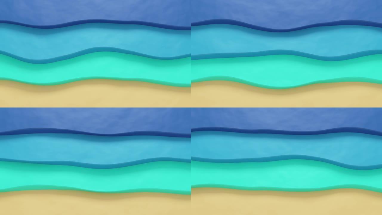 卡通海洋的彩色波浪在夏天的动画