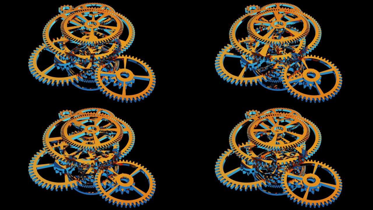 3D渲染齿轮背景视频