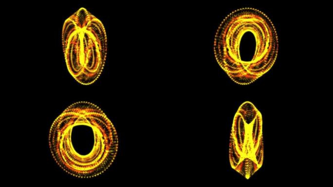 莫比乌斯条环神圣几何。表面向上的空间图形。具有双重圆形轮廓的视错觉。线框低聚网格