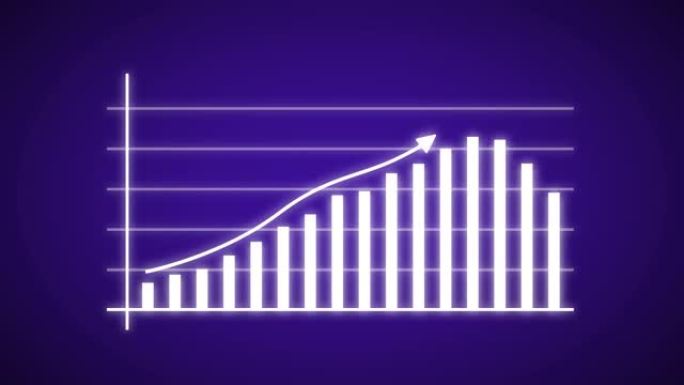 带有glow和rising arrow 4k动画的业务增长和成功信息图表。