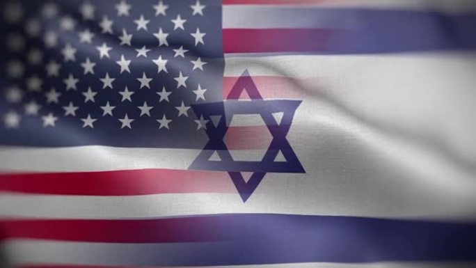 美国以色列国旗混合纹理波浪前背景高清