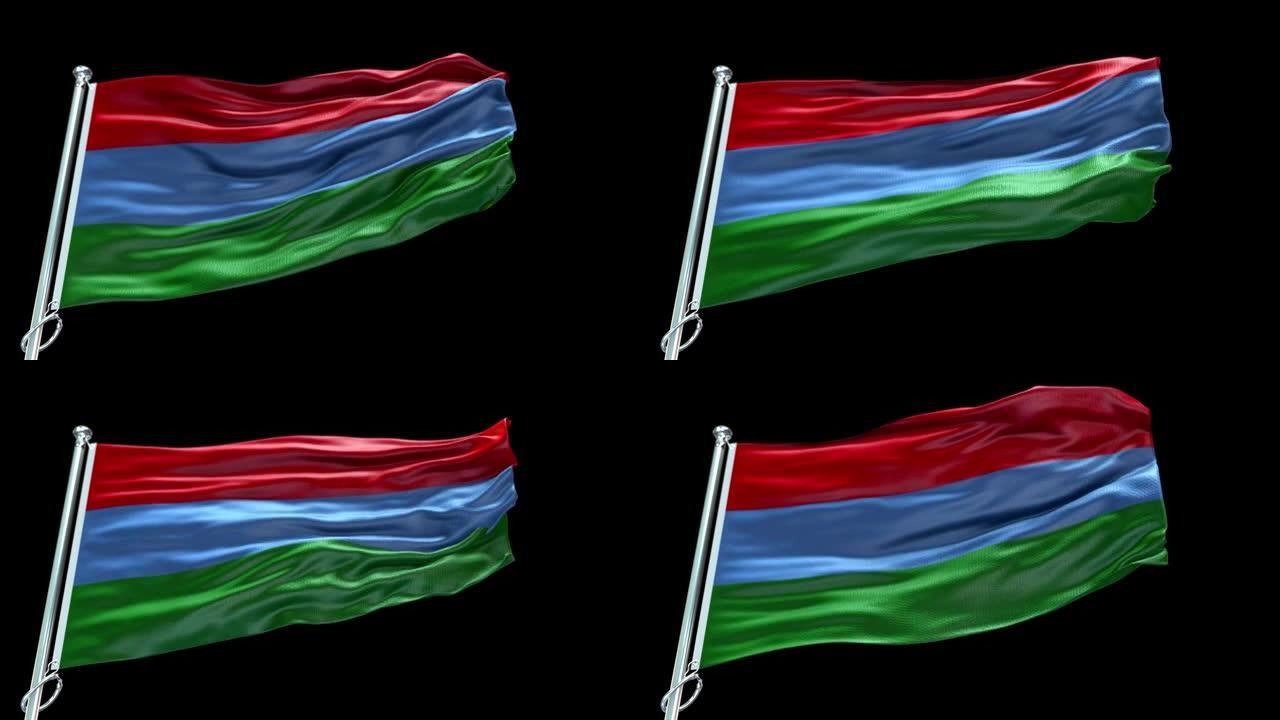 4k高度详细的卡累利阿旗-卡累利阿旗高细节-卡累利阿国旗波模式可循环元素