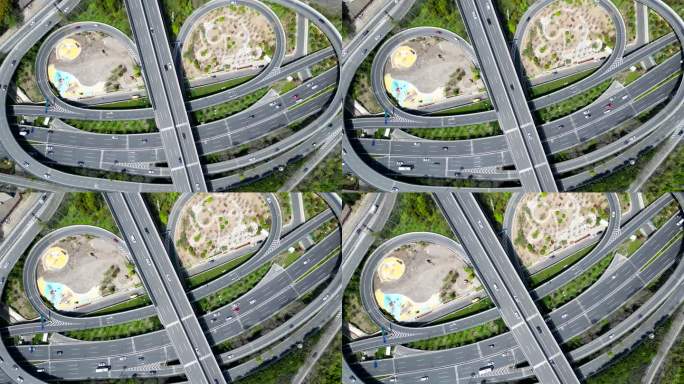 上海城市高架桥交通车流航拍【4K60帧】