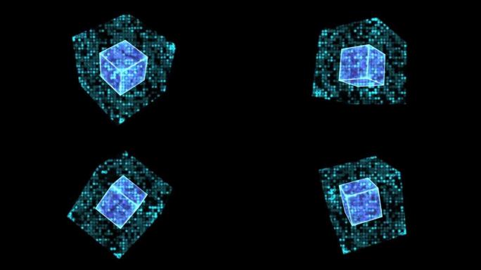 量子立方体未来核心能量表面模糊数字动画光数据处理背景