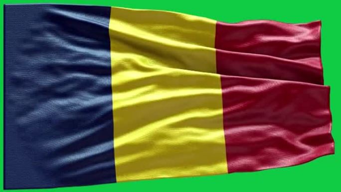 4k高度详细的乍得国旗-乍得国旗高细节-乍得国旗波模式可循环元素
