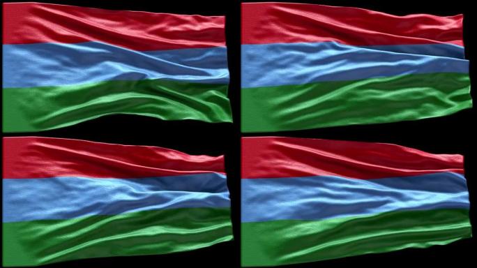 4k高度详细的卡累利阿旗-卡累利阿旗高细节-卡累利阿国旗波模式可循环元素