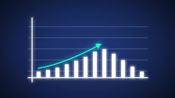 带有glow和rising arrow 4k动画的业务增长和成功信息图表。