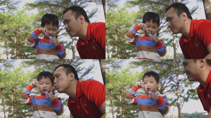 父母在户外与孩子玩耍