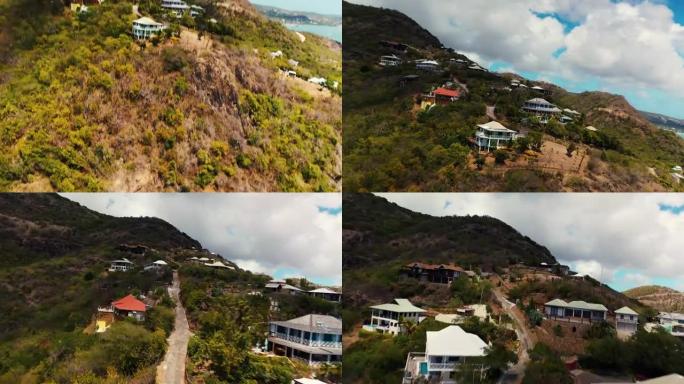 安提瓜的加勒比海岛山坡镇航拍视频