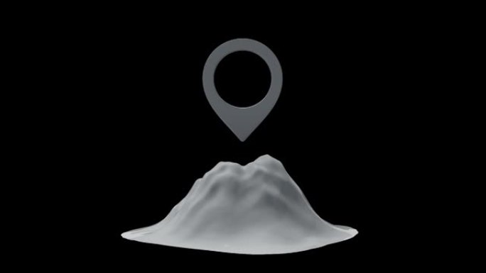 山顶上的地理地图图钉。放置符号GPS符号3d