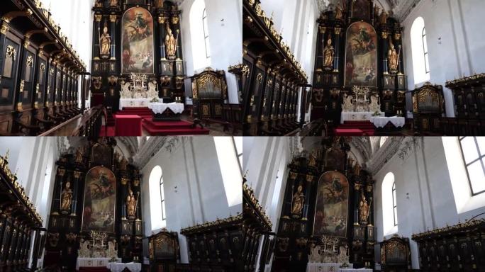 多瑙河格赖恩附近的瓦尔德豪森修道院 (Stiftskirche Waldhausen) 的内部视图