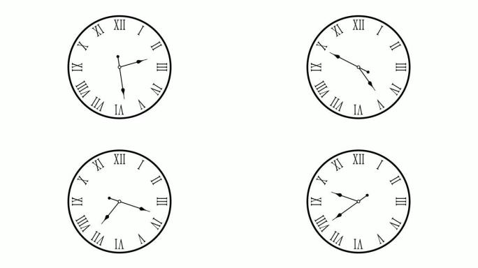 用手制作罗马数字的动画机械钟。开始前倒计时。秒表很快离开。循环视频