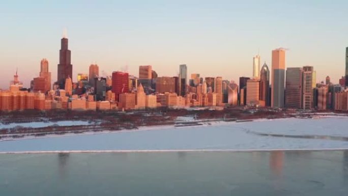 极地漩涡期间芝加哥天际线的电影拍摄