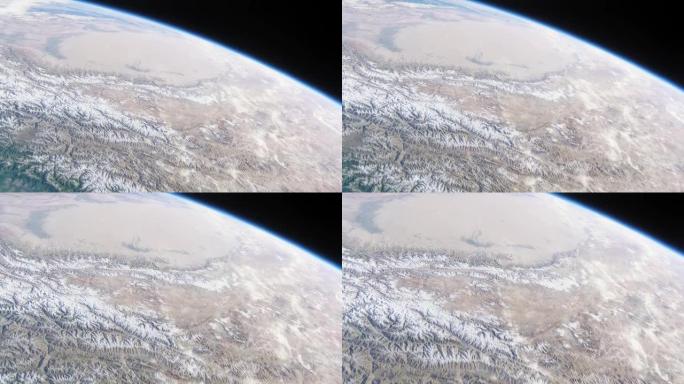宇宙飞船飞越地球。从太空拍摄我们家乡星球的电影。从太空看地球。3d动画