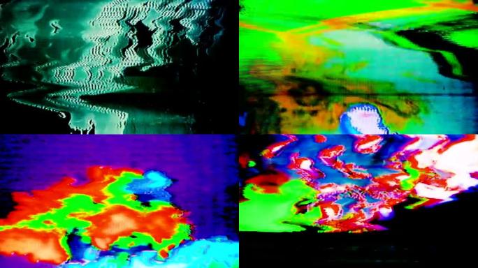 突然的VHS噪声背景，黑屏电视错误，抽象毛刺效应，像素关闭屏幕检查。具有像素接近噪声和误差噪声的视频
