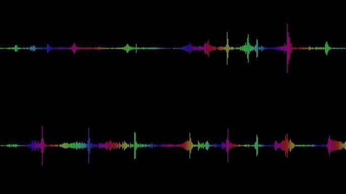 摘要谱线弹跳谱波设计在黑色背景振动波形上。音乐未来动画的音频频谱模拟。