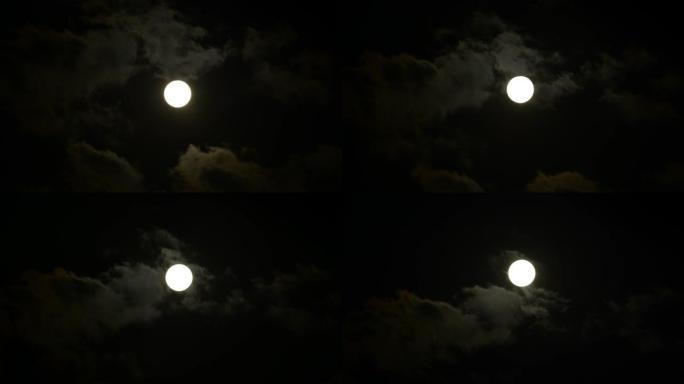 月亮明亮云景、半月、黄昏