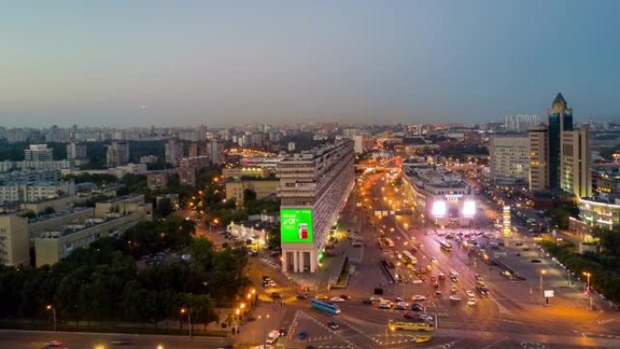 莫斯科城市景观交通街著名市场空中全景4k延时俄罗斯