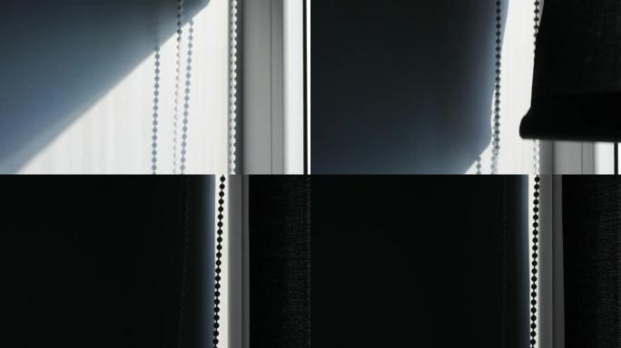 贾鲁西。卷帘。窗户系统。从光明到黑暗的过渡。影。视频编辑的原始过渡