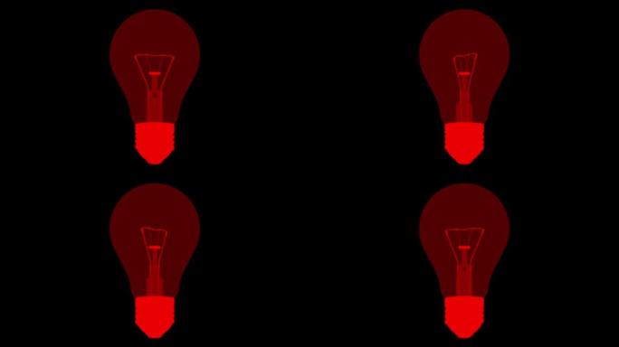 灯泡图标创意，黑色背景上的现代灯泡线条图标动画，不易燃灯泡，有很好的创意-红色