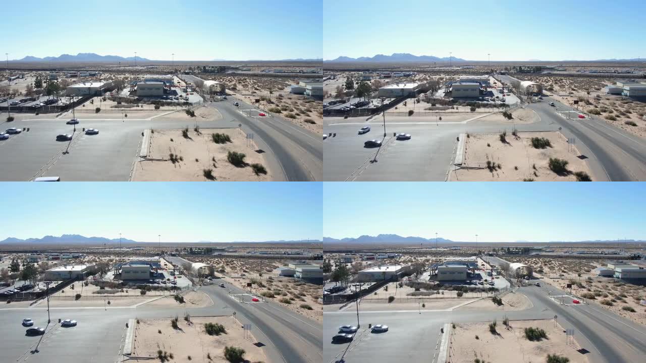 德克萨斯州埃尔帕索附近墨西哥和美国国际边界的无人机视图