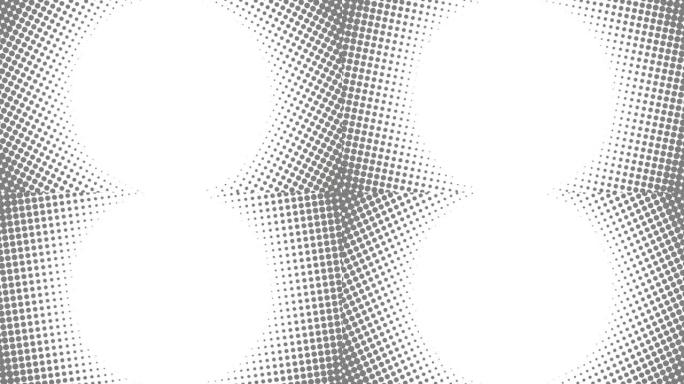 抽象半色调圆形边框，白色背景上有灰色圆点。时尚调色板运动图形