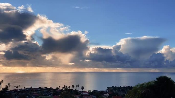 加利福尼亚州洛杉矶太平洋上空暴雨云层的时间流逝