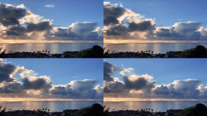 加利福尼亚州洛杉矶太平洋上空暴雨云层的时间流逝