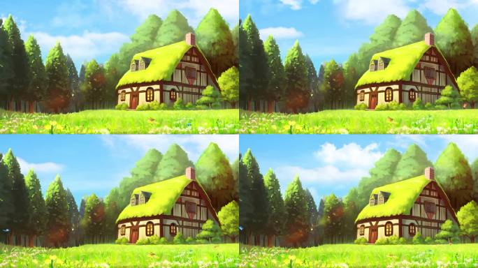卡通木屋童话故事背景视频
