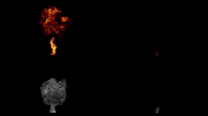 蘑菇形火焰和亮度哑光通道慢动作中的炸弹爆炸广角