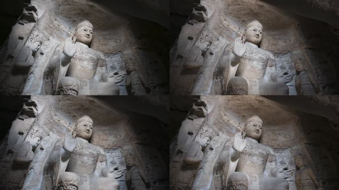 大同云冈石窟第三窟佛影延时视频