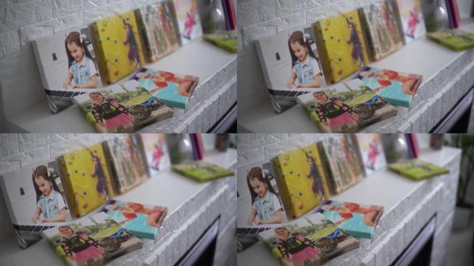 照片展览，照片画布，活跃的小女孩。