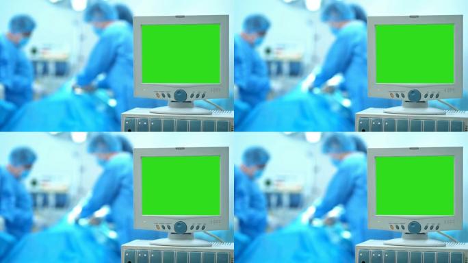 手术室带绿屏监视器的4k心脏监护仪